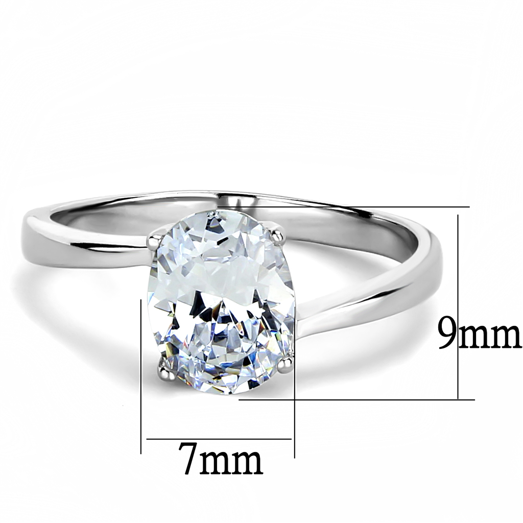 TK3433 - Stainless Steel Ring High polished (no plating) Women AAA Grade CZ Clear