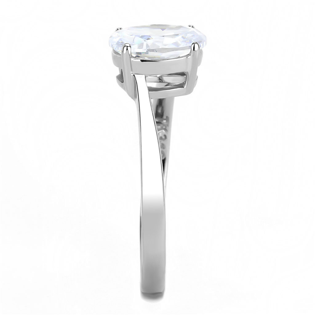 TK3433 - Stainless Steel Ring High polished (no plating) Women AAA Grade CZ Clear