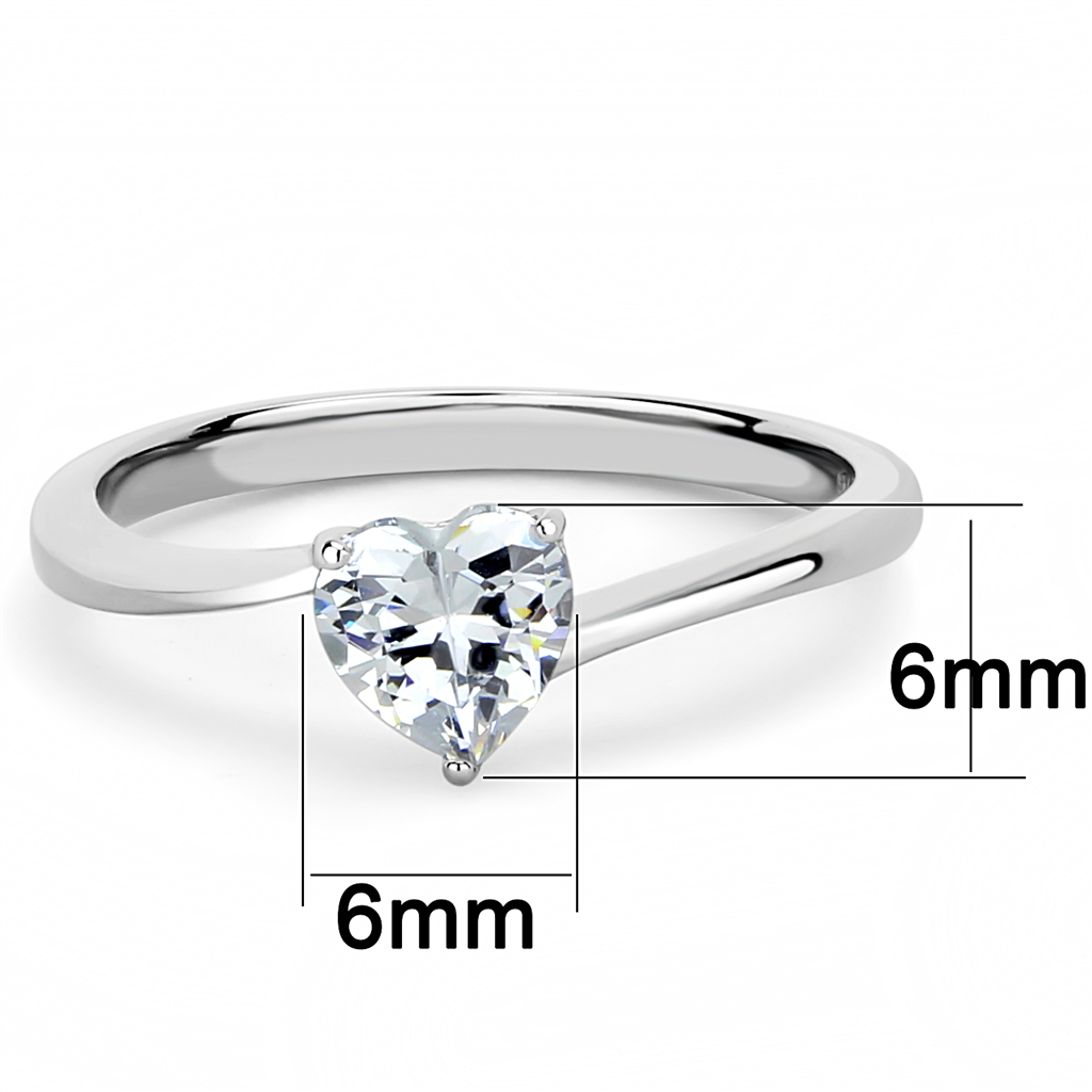 TK3434 - Stainless Steel Ring High polished (no plating) Women AAA Grade CZ Clear