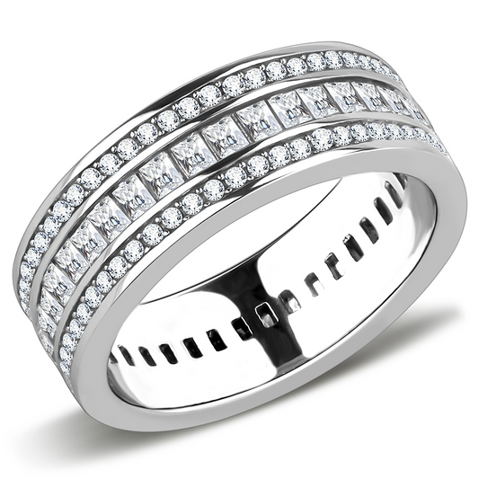 TK3435 - Stainless Steel Ring High polished (no plating) Women AAA Grade CZ Clear