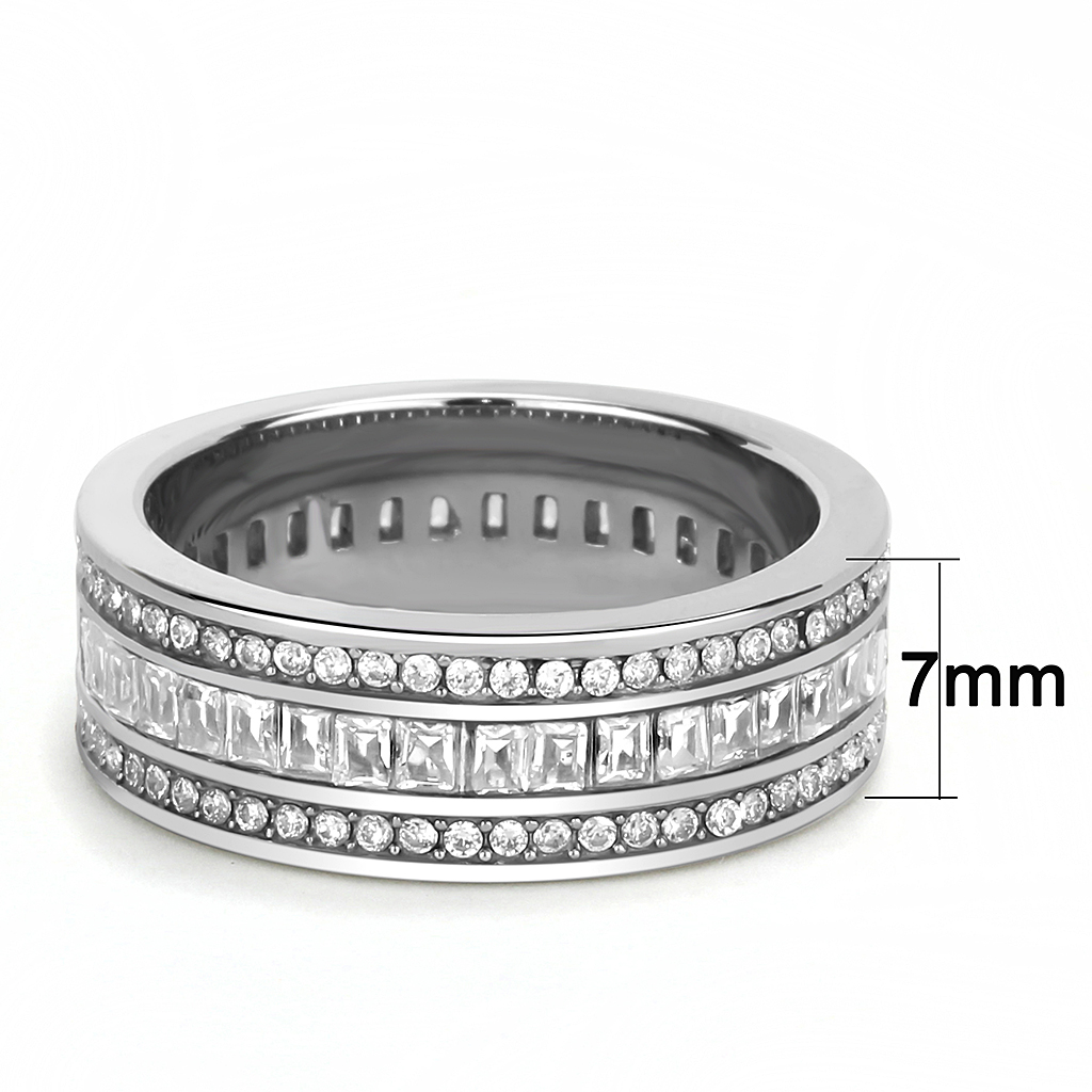 TK3435 - Stainless Steel Ring High polished (no plating) Women AAA Grade CZ Clear