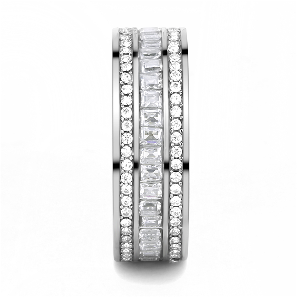 TK3435 - Stainless Steel Ring High polished (no plating) Women AAA Grade CZ Clear