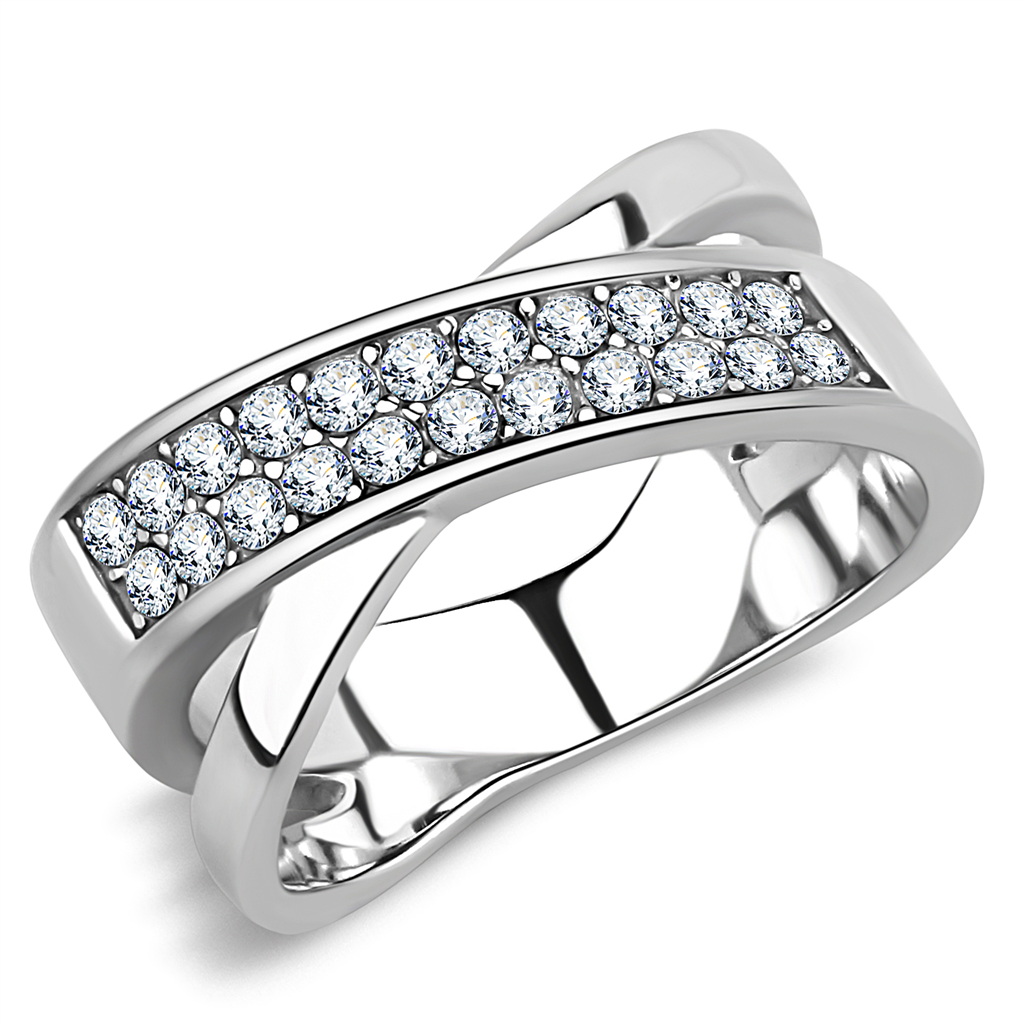 TK3436 - Stainless Steel Ring High polished (no plating) Women Top Grade Crystal Clear