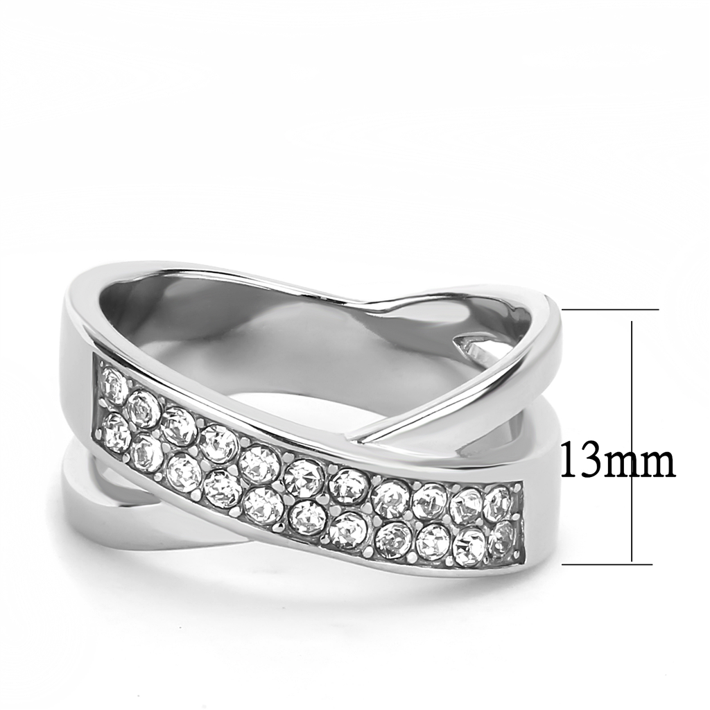 TK3436 - Stainless Steel Ring High polished (no plating) Women Top Grade Crystal Clear