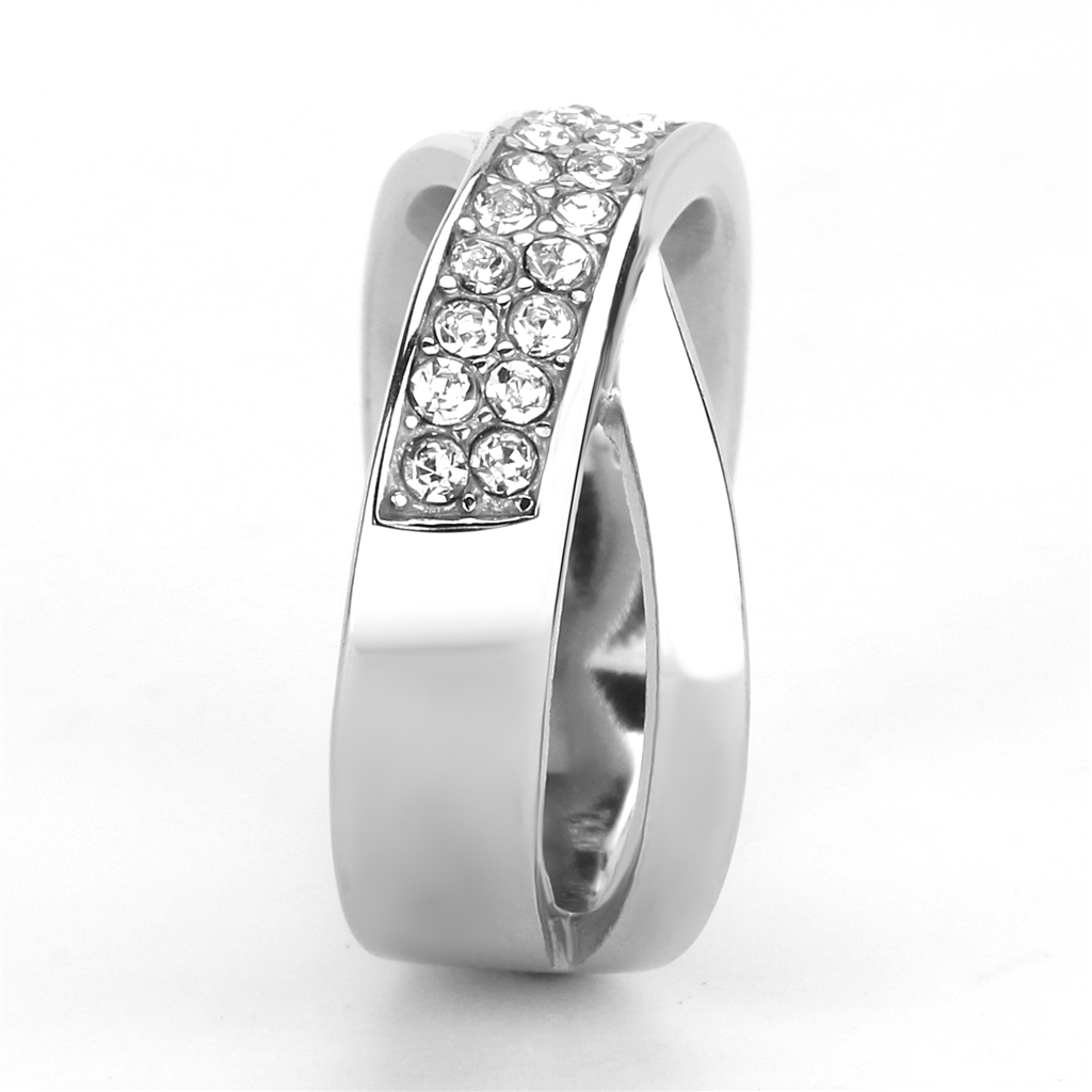 TK3436 - Stainless Steel Ring High polished (no plating) Women Top Grade Crystal Clear