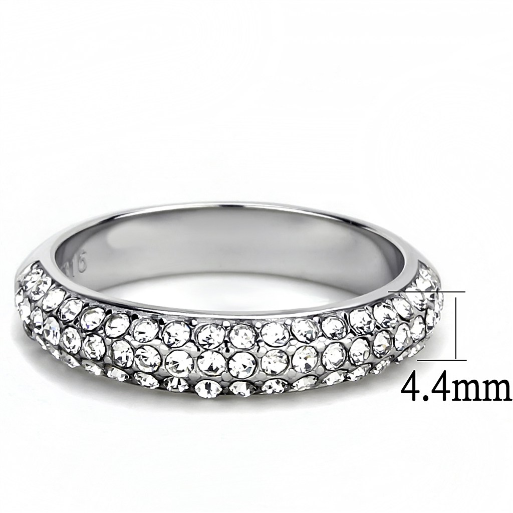 TK3437 - Stainless Steel Ring High polished (no plating) Women Top Grade Crystal Clear