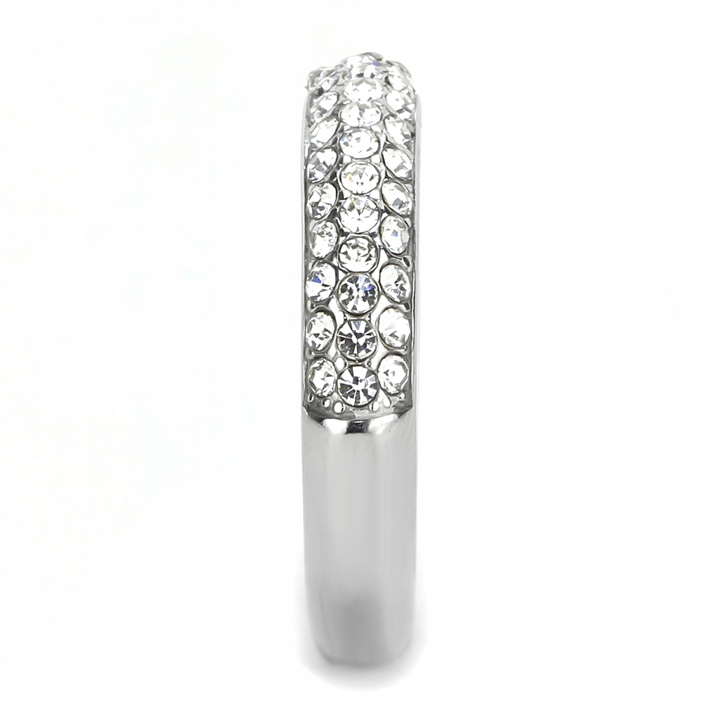 TK3437 - Stainless Steel Ring High polished (no plating) Women Top Grade Crystal Clear