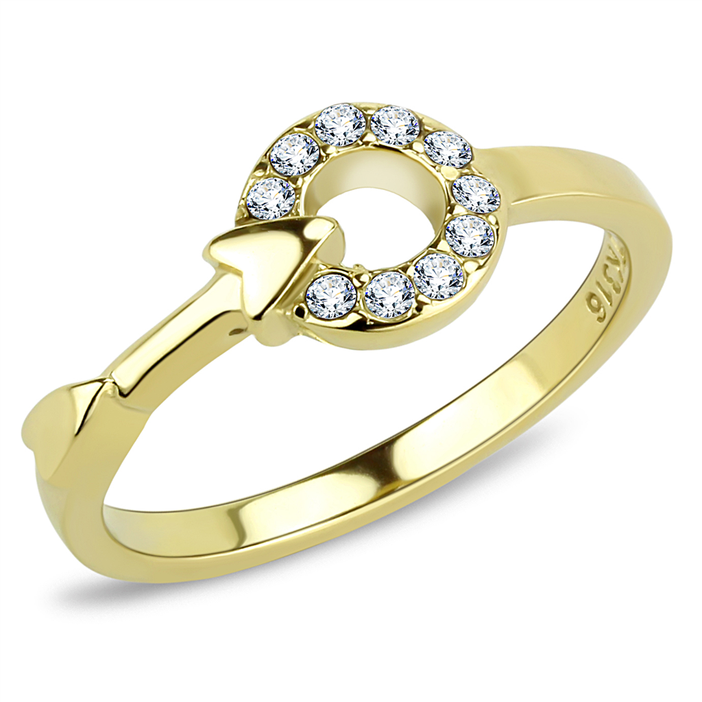 TK3439 - Stainless Steel Ring IP Gold(Ion Plating) Women Top Grade Crystal Clear