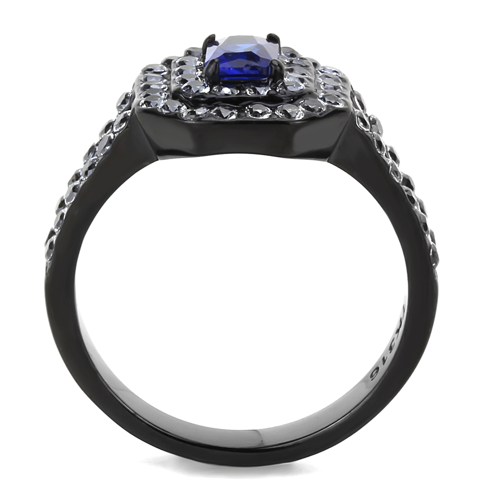 TK3449 - Stainless Steel Ring IP Black(Ion Plating) Women Synthetic Montana