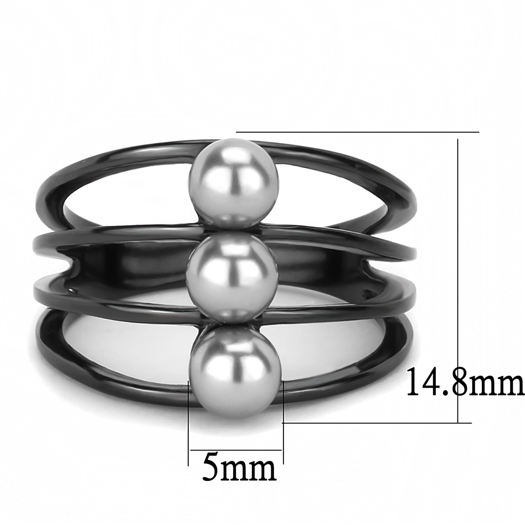 TK3454 - Stainless Steel Ring IP Black(Ion Plating) Women Synthetic Gray