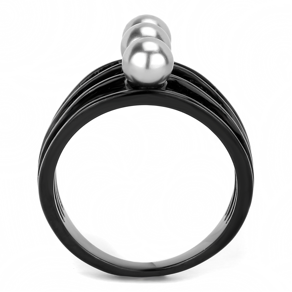 TK3454 - Stainless Steel Ring IP Black(Ion Plating) Women Synthetic Gray