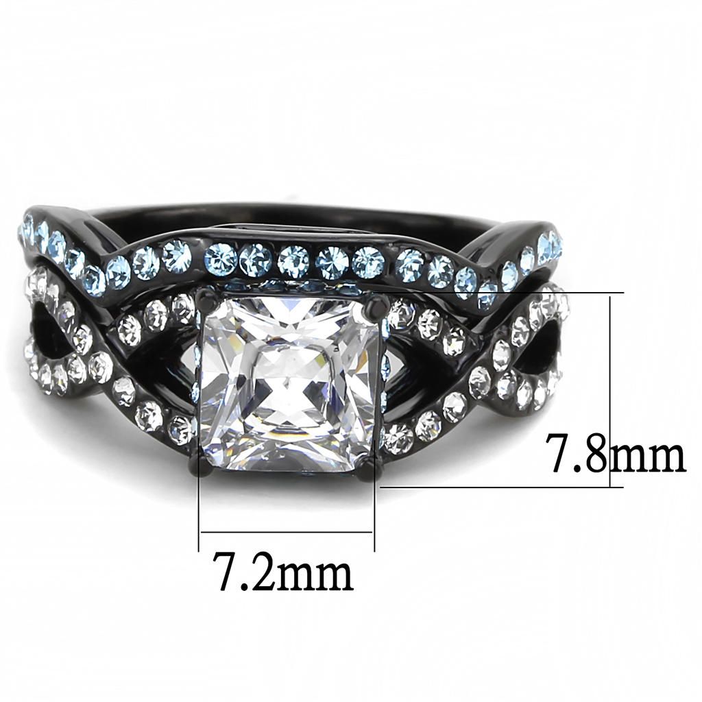 TK3457 - Stainless Steel Ring IP Black(Ion Plating) Women AAA Grade CZ Clear