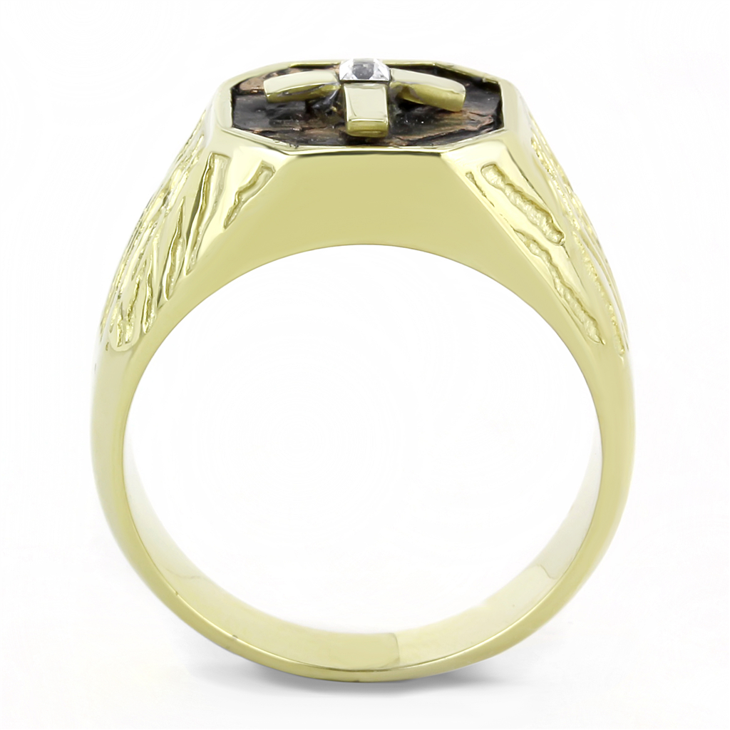 TK3464 - Stainless Steel Ring IP Gold(Ion Plating) Men Top Grade Crystal Clear