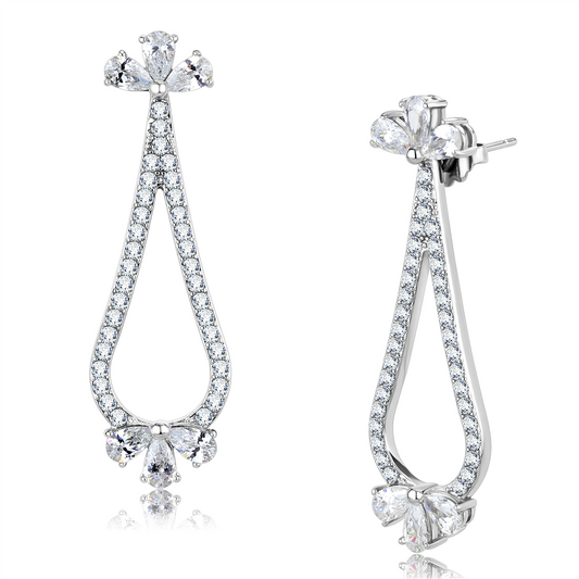 TK3473 - Stainless Steel Earrings High polished (no plating) Women AAA Grade CZ Clear