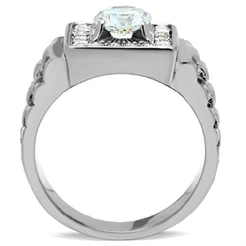 TK347 - Stainless Steel Ring High polished (no plating) Men AAA Grade CZ Clear