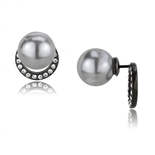 TK3481 - Stainless Steel Earrings IP Black(Ion Plating) Women Synthetic Light Gray