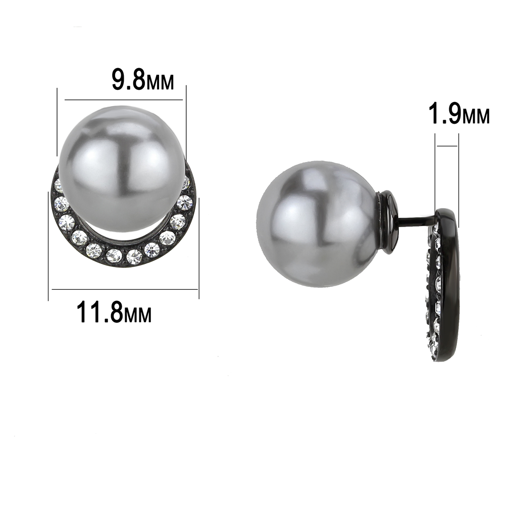 TK3481 - Stainless Steel Earrings IP Black(Ion Plating) Women Synthetic Light Gray