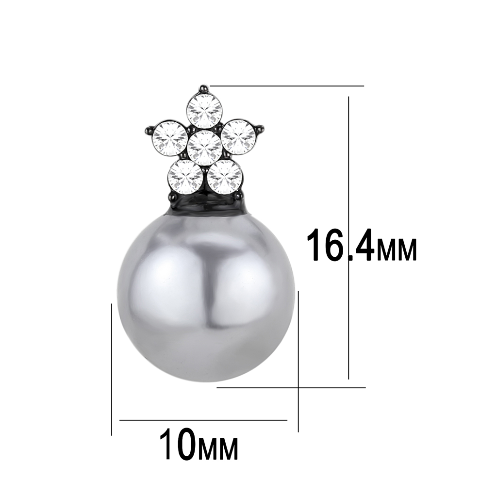 TK3482 - Stainless Steel Earrings IP Black(Ion Plating) Women Synthetic Light Gray