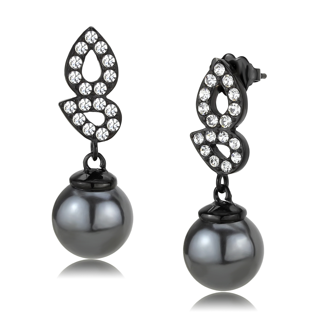 TK3483 - Stainless Steel Earrings IP Black(Ion Plating) Women Synthetic Gray