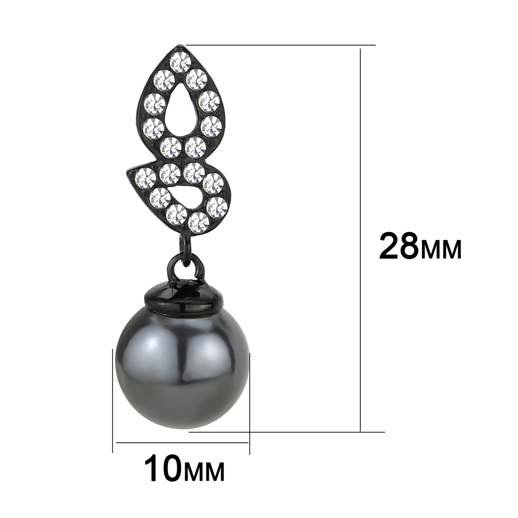 TK3483 - Stainless Steel Earrings IP Black(Ion Plating) Women Synthetic Gray