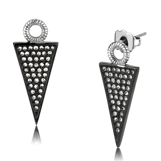 TK3485 - Stainless Steel Earrings Two-Tone IP Black (Ion Plating) Women Top Grade Crystal Clear