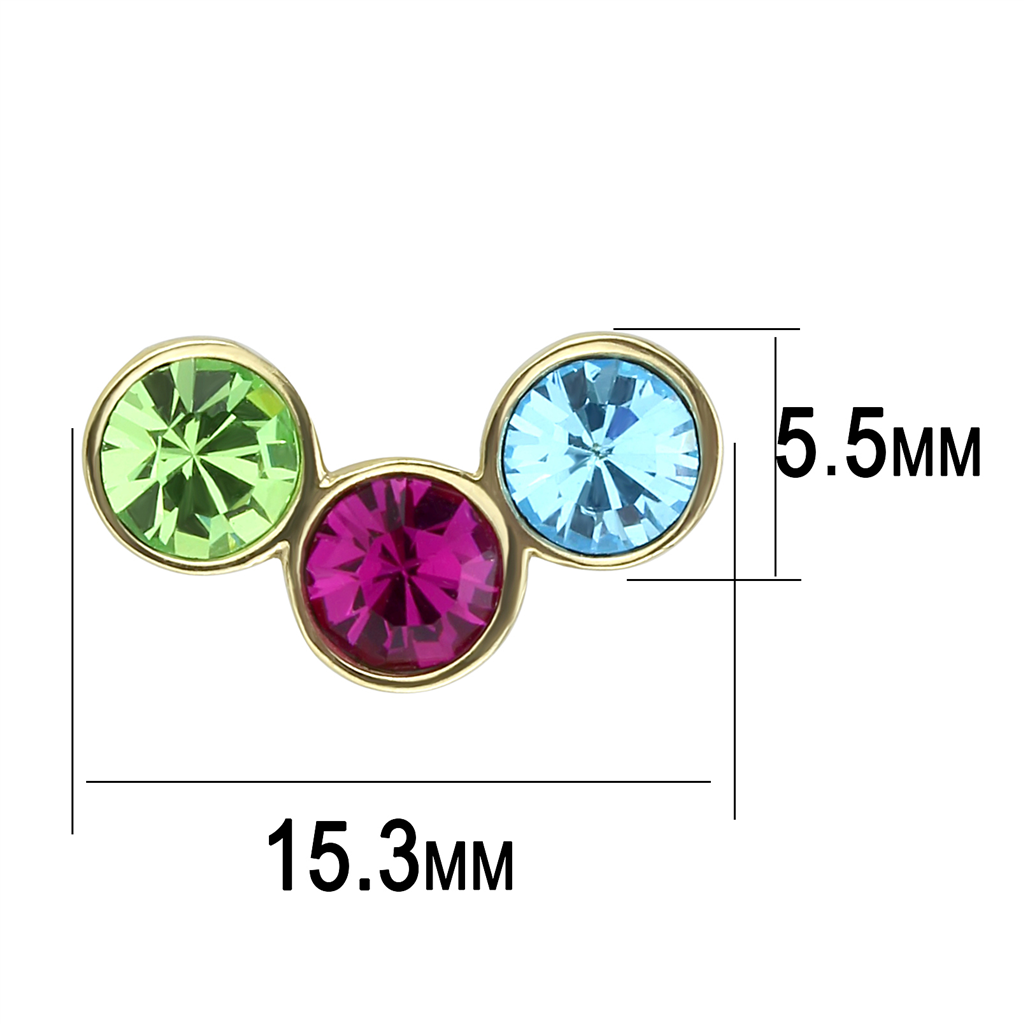 TK3492 - Stainless Steel Earrings IP Gold(Ion Plating) Women Top Grade Crystal Multi Color