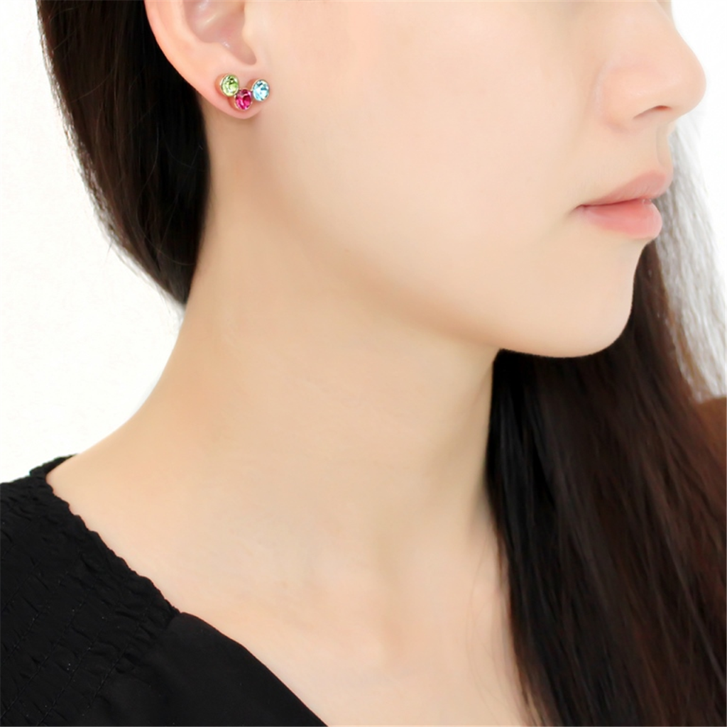 TK3492 - Stainless Steel Earrings IP Gold(Ion Plating) Women Top Grade Crystal Multi Color