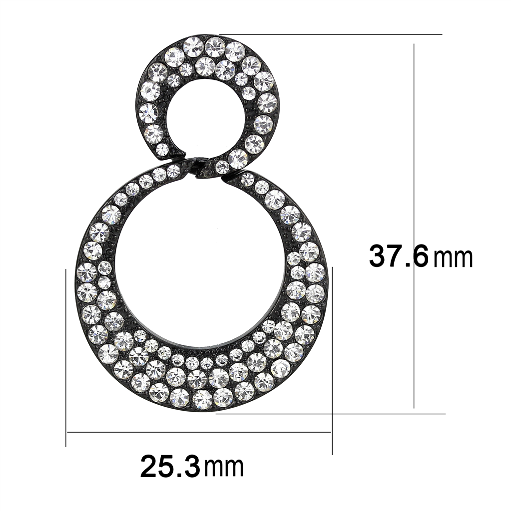 TK3493 - Stainless Steel Earrings IP Black(Ion Plating) Women Top Grade Crystal Clear