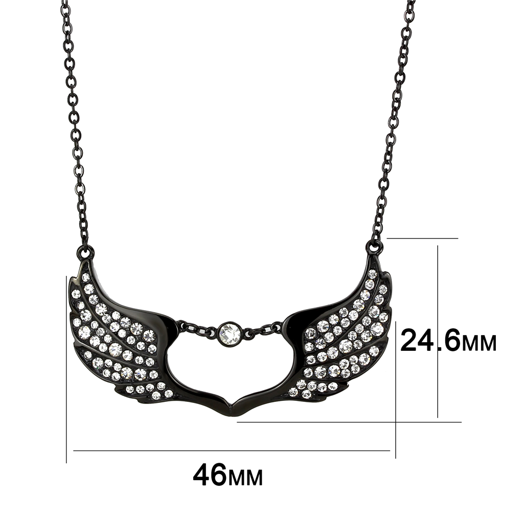 TK3496 - Stainless Steel Necklace IP Black(Ion Plating) Women Top Grade Crystal Clear