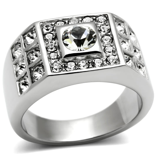 TK350 - Stainless Steel Ring High polished (no plating) Men Top Grade Crystal Clear