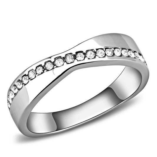 TK3501 - Stainless Steel Ring High polished (no plating) Women Top Grade Crystal Clear