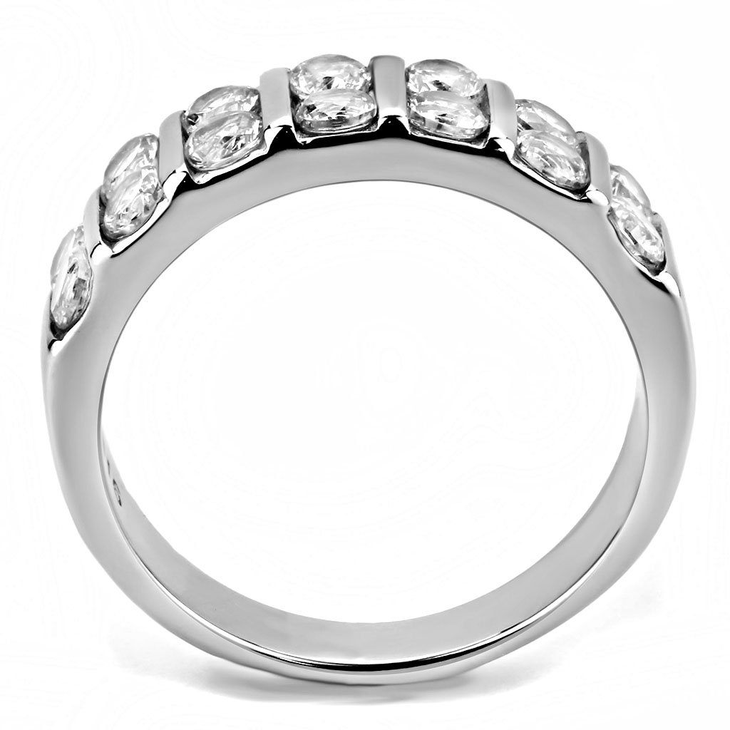 TK3504 - Stainless Steel Ring High polished (no plating) Women AAA Grade CZ Clear