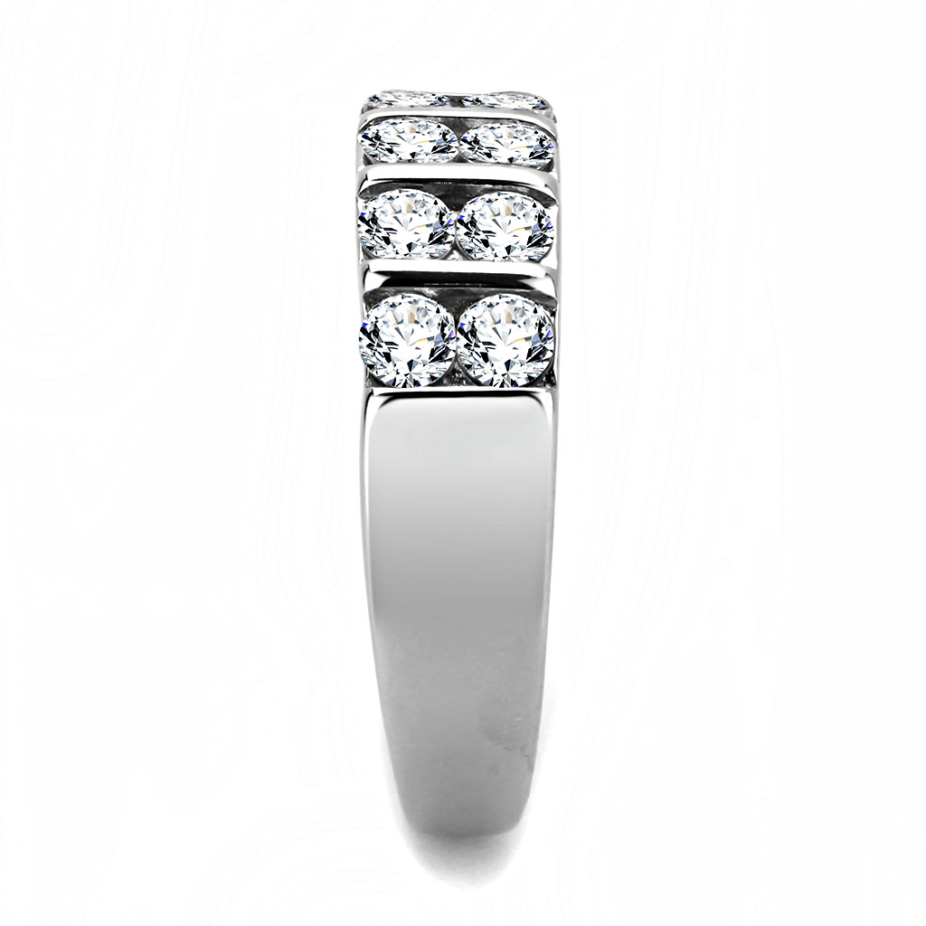 TK3504 - Stainless Steel Ring High polished (no plating) Women AAA Grade CZ Clear