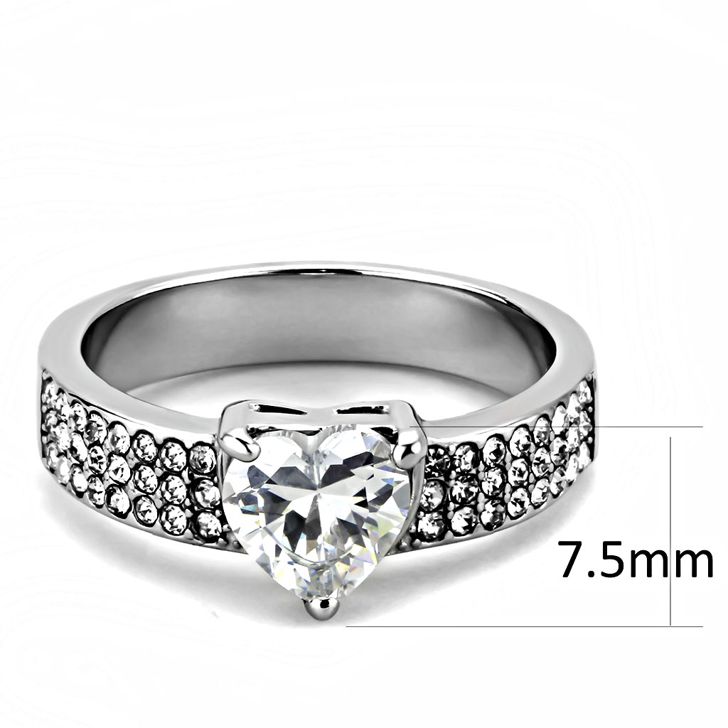 TK3505 - Stainless Steel Ring High polished (no plating) Women AAA Grade CZ Clear