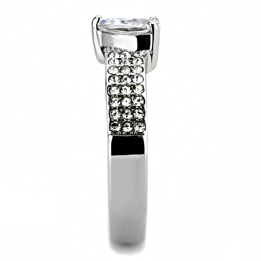 TK3505 - Stainless Steel Ring High polished (no plating) Women AAA Grade CZ Clear