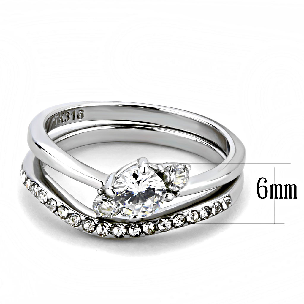 TK3507 - Stainless Steel Ring High polished (no plating) Women AAA Grade CZ Clear