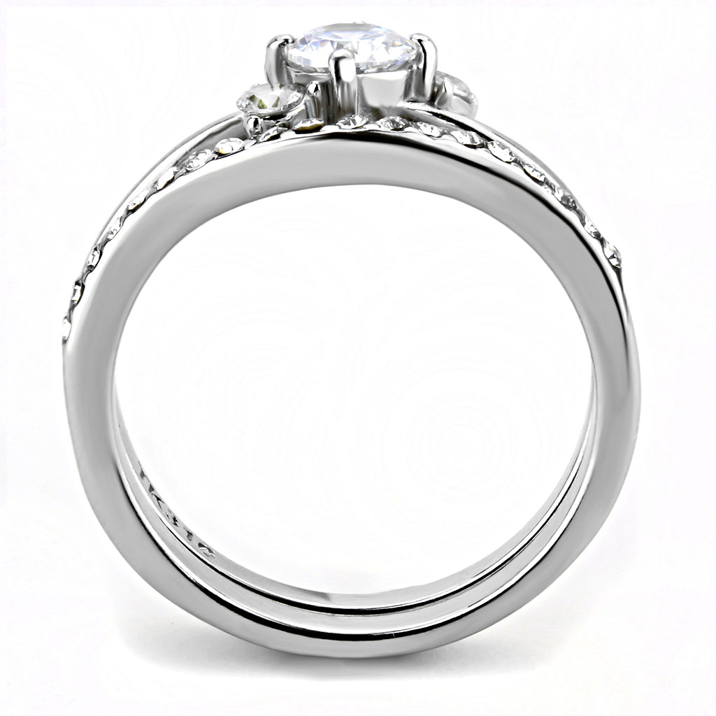 TK3507 - Stainless Steel Ring High polished (no plating) Women AAA Grade CZ Clear