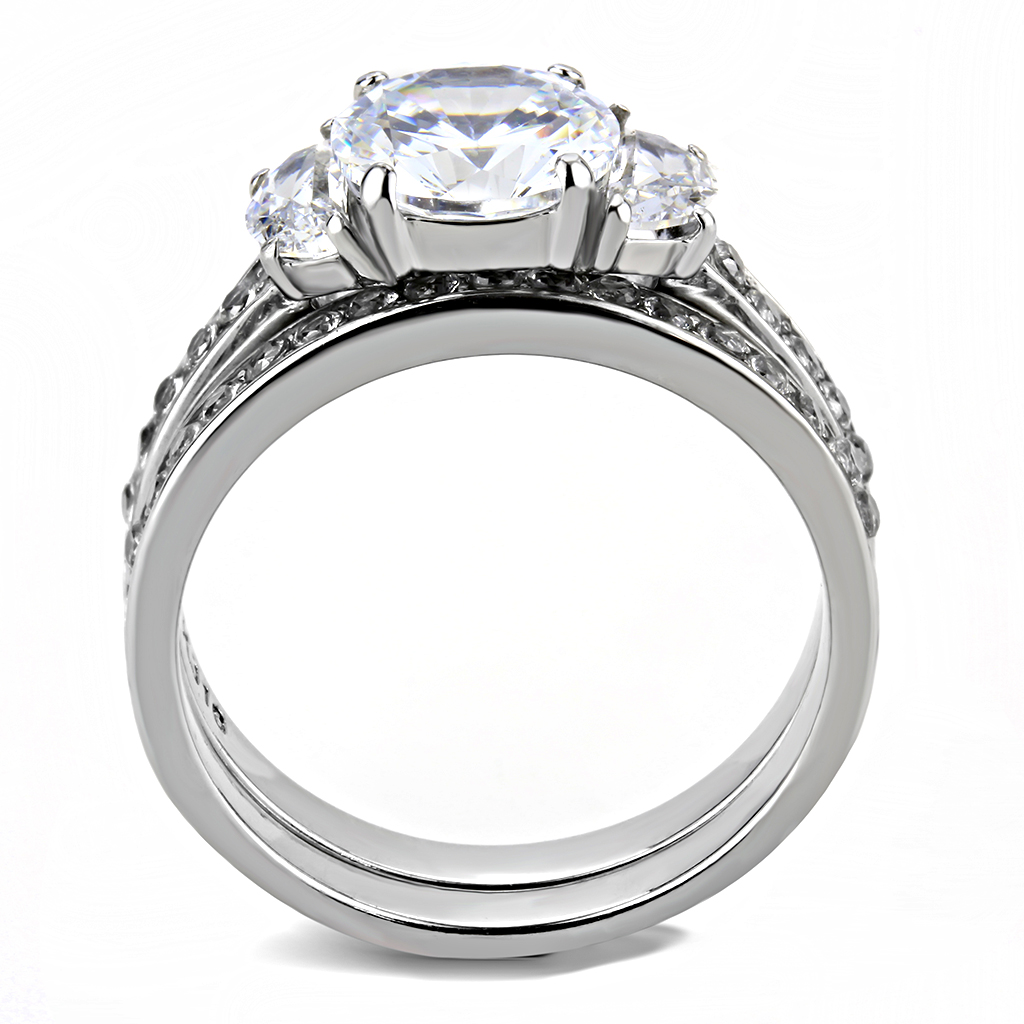 TK3509 - Stainless Steel Ring High polished (no plating) Women AAA Grade CZ Clear