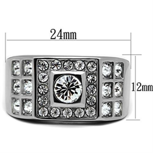 TK350 - Stainless Steel Ring High polished (no plating) Men Top Grade Crystal Clear