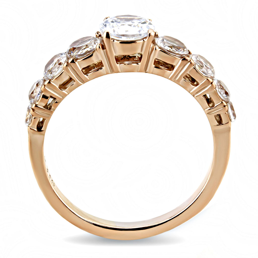 TK3516 - Stainless Steel Ring IP Rose Gold(Ion Plating) Women AAA Grade CZ Clear