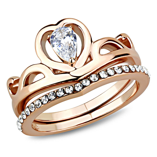 TK3518 - Stainless Steel Ring IP Rose Gold(Ion Plating) Women AAA Grade CZ Clear