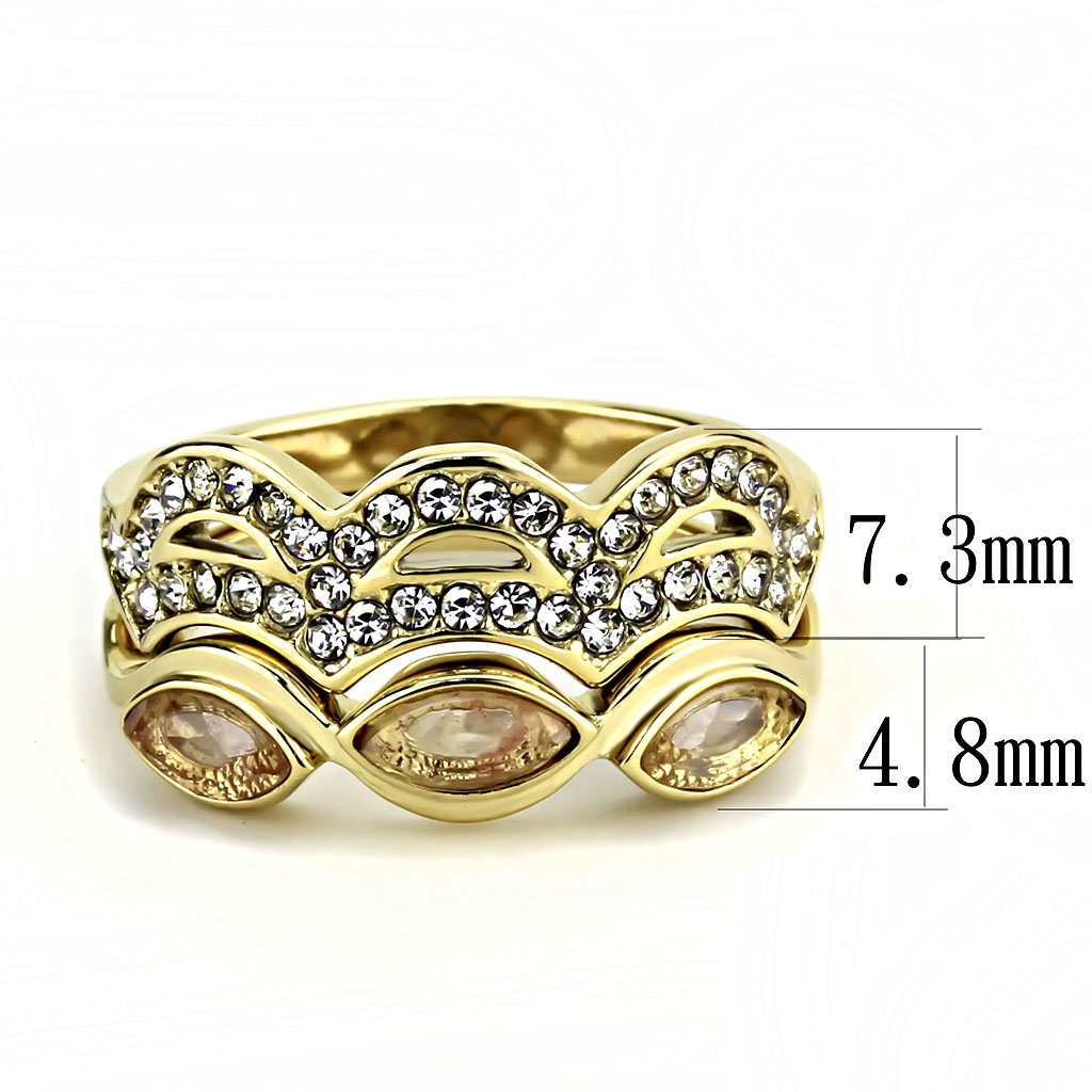 TK3521 - Stainless Steel Ring IP Gold(Ion Plating) Women Synthetic Light Peach