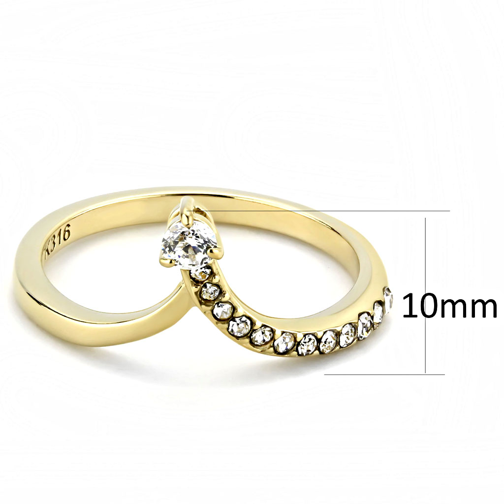 TK3524 - Stainless Steel Ring IP Gold(Ion Plating) Women AAA Grade CZ Clear