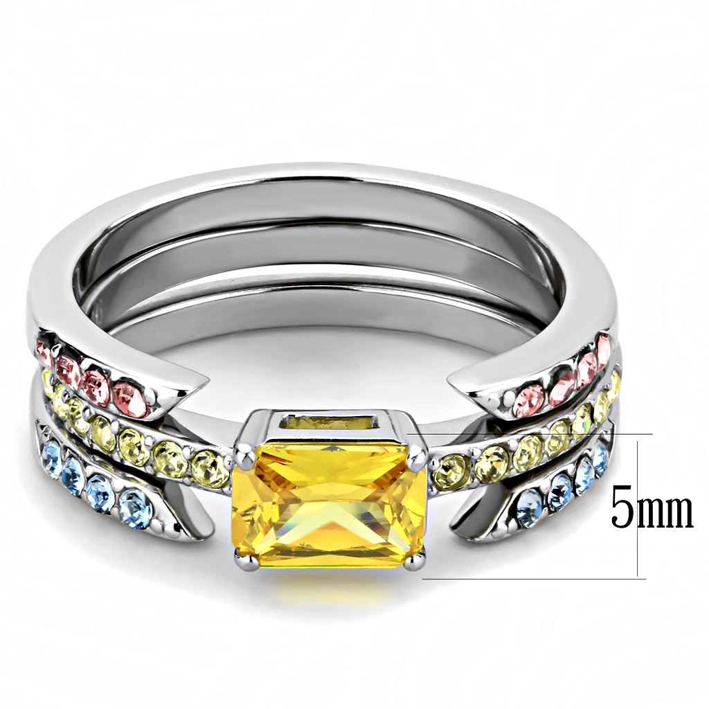 TK3526 - Stainless Steel Ring High polished (no plating) Women AAA Grade CZ Topaz