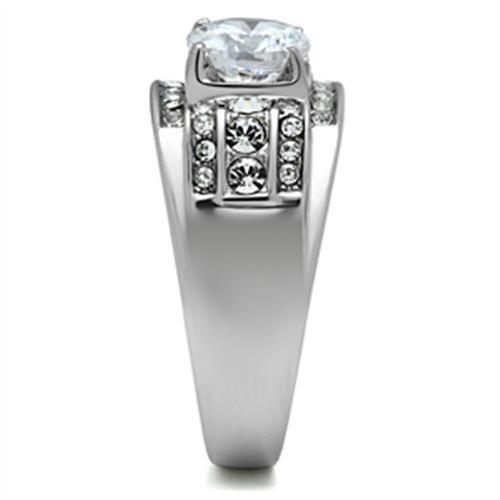 TK352 - Stainless Steel Ring High polished (no plating) Men AAA Grade CZ Clear