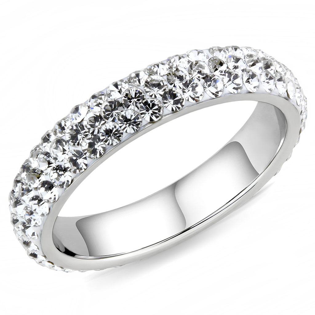 TK3533 - Stainless Steel Ring High polished (no plating) Women Top Grade Crystal Clear