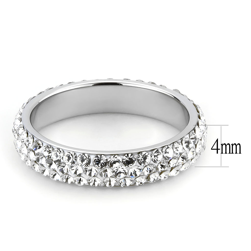 TK3533 - Stainless Steel Ring High polished (no plating) Women Top Grade Crystal Clear