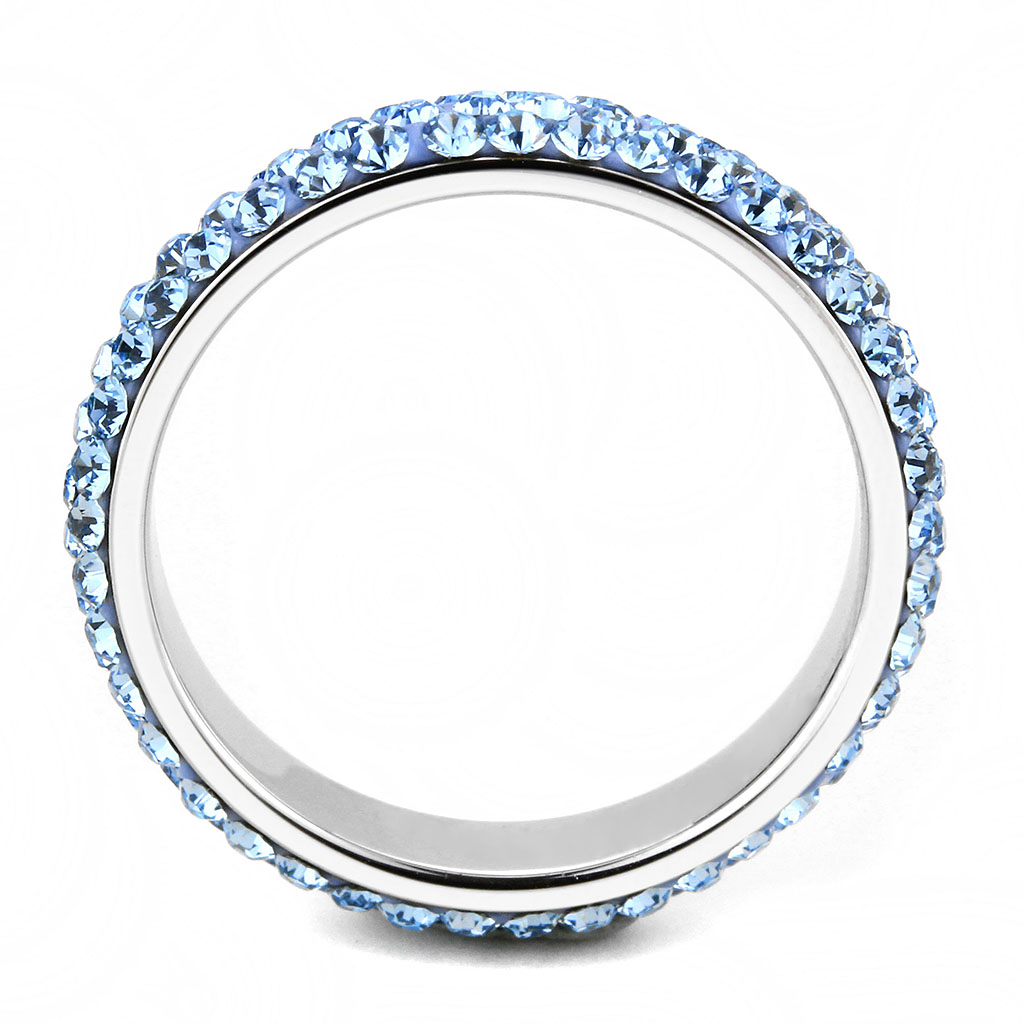 TK3535 - Stainless Steel Ring High polished (no plating) Women Top Grade Crystal Sea Blue