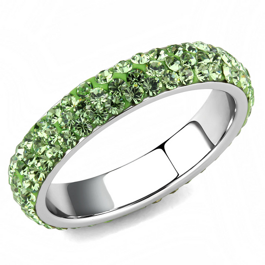 TK3537 - Stainless Steel Ring High polished (no plating) Women Top Grade Crystal Peridot