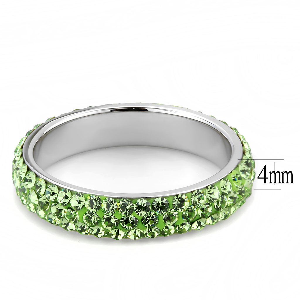 TK3537 - Stainless Steel Ring High polished (no plating) Women Top Grade Crystal Peridot